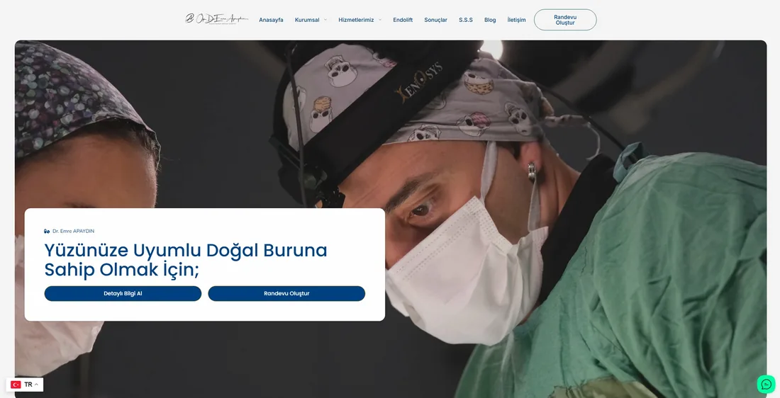 Dr. Emre Apaydın web sitesinin ana sayfası: randevu ve bilgi alma yönlendirmeleriyle karşılama bölümü.